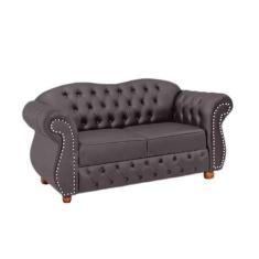 Sofá Chesterfield Merlo 2 Lugares 2,30 - Veludo Cinza Médio / Decoraçã