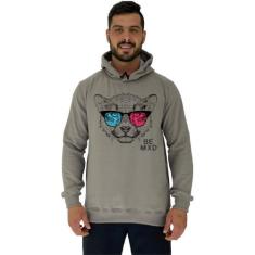 Blusa Moletom Tradicional Com Touca MXD Conceito Cheetah With Glasses,