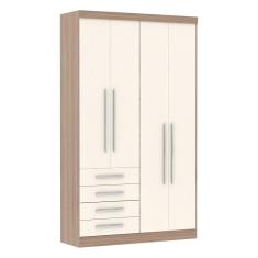 Guarda Roupa 4 Portas Nicho Colméia Avelã Rústico Com Areia