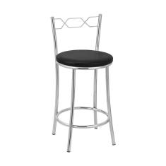 Kit 2 Banquetas Cromadas Assento Espuma D15 Treparoni Preto