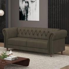 Sofá Living Sala de Estar Stanford Chesterfield 2 Lugares 220cm Pés de