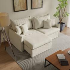 Sofá Cama Retrátil e Reclinável 220cm Colibri Cabecasa Madeiramadeira Veludo Bege