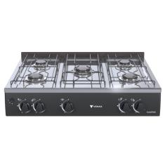 Fogao de Mesa 5 Bocas Venax Grand Petit Vetro Preto Gas Glp