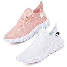 Tênis Feminino Running Esporte Confortável Corrida Kit 2-Feminino