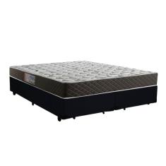Cama Box Queen Colchão Mola Ensacada Belos Sonhos + Box Suede 64x158x198 Preto