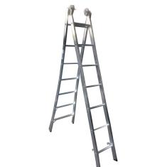 Escada Profissional Esticável Dupla 7 Degraus - Alumínio - Real Escadas