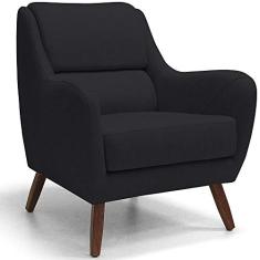 Poltrona Decorativa Para Sala de Estar e Recepção Gooby D02 Veludo Preto C-300 - Lyam Decor