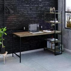 Escrivaninha com Estante 4 Prateleiras Estilo Industrial 150cm Active Yescasa