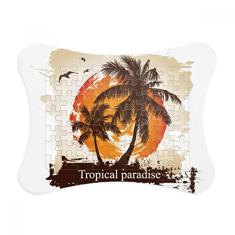 Moldura de quebra-cabeça com estampa de coqueiro de praia para decoração de imagem