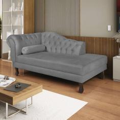 Diva Recamier Dora 185cm Lado Direito Suede Cinza