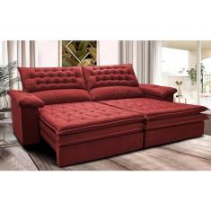 Sofá Retrátil e Reclinável 2,12m Molas Ensacadas Cama Inbox Alemanha Viscoelástico Velusoft Vermelho