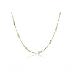 Colar Choker Com Mini Pérolas Na Corrente Folheado Em Ouro 18k