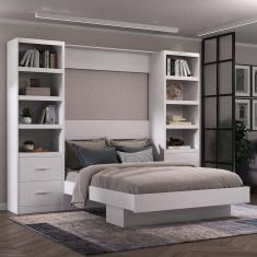 Cama Articulada Casal com Estante 4 Gavetas 8 Prateleira 8303 Foscarini Branco
