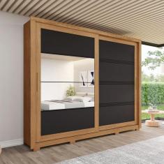 Guarda Roupa Casal  Espelhos 2 Portas de Correr 4 Gavetas Medelin Briz