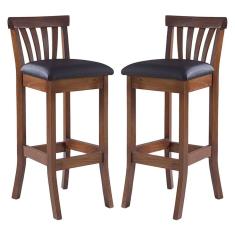 Kit 2 Banquetas Alta Estofada Anthurium 36 x 100 Cm Madeira Maciça Imbuia Facto Impermeável Marrom L74 - RMI