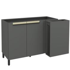 Balcão 120cm 2 Portas Canto Cozinha Flórida Grafite