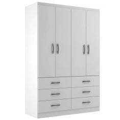 Guarda Roupa Treviso Evidencia Solteiro 4 Portas 6 Gavetas Cor Branco