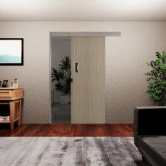 Porta de Correr Madeira 215x90cm Sobrepor Reversível Melamínico MGM Marrom