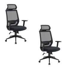 Kit 2 Cadeiras para Escritório Genebra Presidente com Nr17 Preto