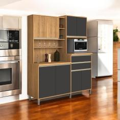 Cozinha Compacta 08 Portas Gabi Freijó e Grafite