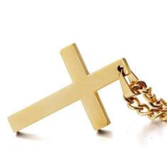 Cordão Corrente Crucifixo Unissex Dourado - Importado