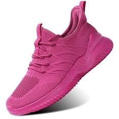 KEEZMZ Feminino Mulheres Senhoras Andando Tênis de Corrida Deslizamento Em Tênis Casuais Leves Crianças Zapatos de Mujer Rosa