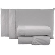 Jogo De Lençol Casal Percal 200 Fios 4 Peças - Cinza