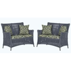 2 Sofás Área Externa Igapó Alumínio Pintura Preta Corda Náutica Estofado Impermeável 5