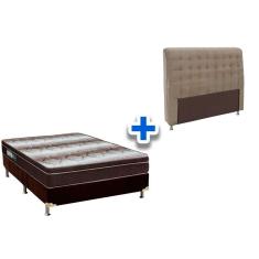 Cama Box Queen CRC + Colchão Ortopédico Light Ortobom + Cabeceira Dama Suede Marrom Taupe