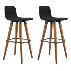 Kit 2 Banquetas Altas Luxo Linea Aço Preto Linho Preto Preto