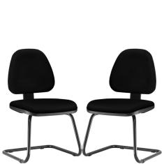 Kit 02 Cadeiras Para Escritório Sky L02 Fixa Crepe Preto