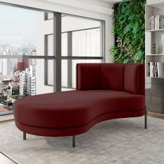 Sofá Chaise Lado Esquerdo Downey Sala De Estar Veludo Vermelho G15 - Gran Belo