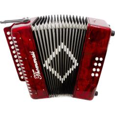 Acordeon 8 Baixos 21 Botões Ta 821bs Vermelho Thommasi [f097]