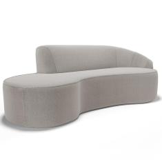 Sofá 3 Lugares Curvo Living Firenze Direito D02 Bouclê Bege 180cm B-62 - Lyam