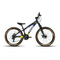 Bicicleta Vikingx Tuff 25/30 Aro 26 Vmaxx Freio A Disco Mec Cambios Shimanos 21v Preto Amarelo