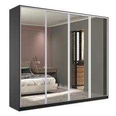 Guarda-Roupa Casal com Espelho Zermatt 4 PT 6 GV Preto