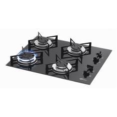 Cooktop a Gás Fischer 4 Bocas com Mesa de Vidro Preto – Bivolt