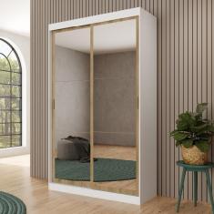 Guarda Roupa Solteiro 2 Portas 2 Gav Espelho Branco Carraro