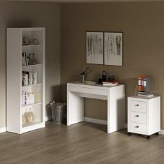 Conjunto Home Office 3 Peças com 1 Escrivaninha 1 Estante 1 Gaveteiro Espresso Móveis