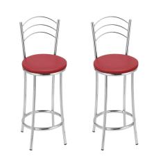 Kit 2 Banquetas Bc26-c A107 Cromada/Vermelho