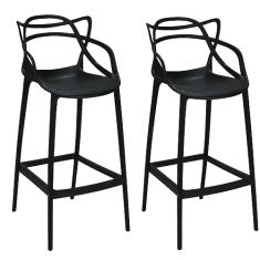 Kit 2 Banquetas Allegra com Encosto Design Cozinha/bancada - Preto