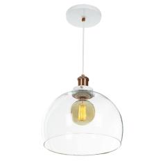 Lustre Pendente Ch teau Bola Grande Vidro Branco C/ Cobre 30