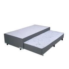 Cama Box Casal Suede Cinza Com Colchão Auxiliar De Espuma D28 + colchão mola 20cm