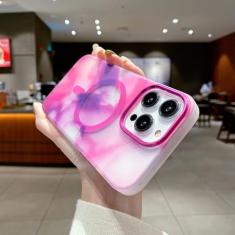 Capa magnética de carregamento sem fio com pintura em aquarela, capa macia de silicone arco-íris para iphone 13 14 pro max, vermelha, para iphone 13