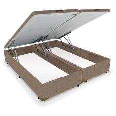 Cama Box  QUEEN  Bipartido Baú Canvas Palha - 158x198
