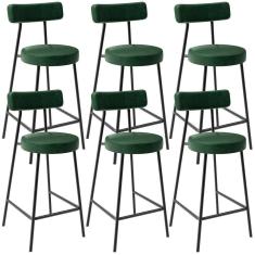 Kit 06 Banquetas Baixa Para Cozinha Sala De Jantar Bancada Milão L02 Facto Verde Musgo