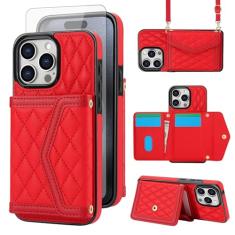 Asuwish Capa de celular para iPhone 12 Pro iPhone12 6.1 carteira com protetor de tela de vidro temperado com bloqueio de RFID, suporte para cartão de crédito, alça transversal para iPhone12pro 5G i