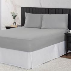 Jogo Lençol 3 Peças Percal Com Barra 400 Fios Casal Macio - PAULO CEZA