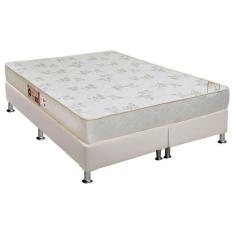 Cama Box Queen: Colchão Espuma D33 Castor Sleep Max Relax + Base Crc Courano White(158X198)