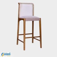 Banqueta Bragança Estrutura Champanhe Vários Tecidos em Linho e Veludo